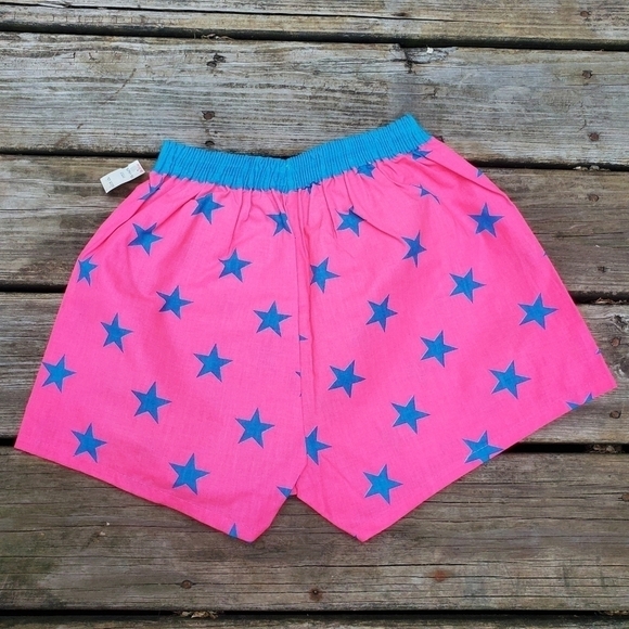 Vintage Pink and Blue Star High Waist Shorts - Picture 2 of 6